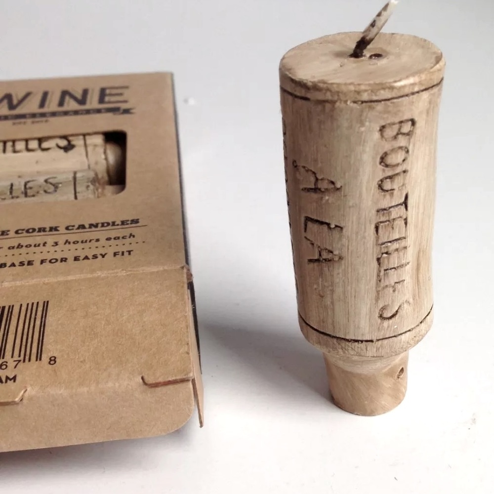 Wine Cork Shaped Candles, Set of 4 by TWINE Fits on Any Empty Bottle NEW IN BOX